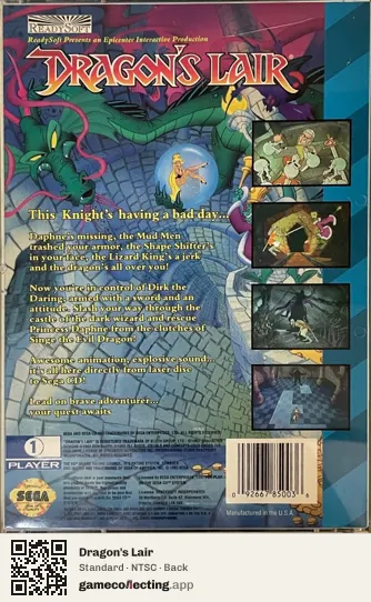 Dragon's Lair Sega Mega-CD / Sega CD, NTSC box back