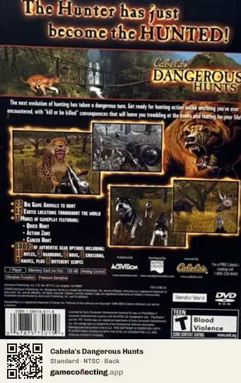 Cabela's Dangerous Hunts PlayStation 2, NTSC box back
