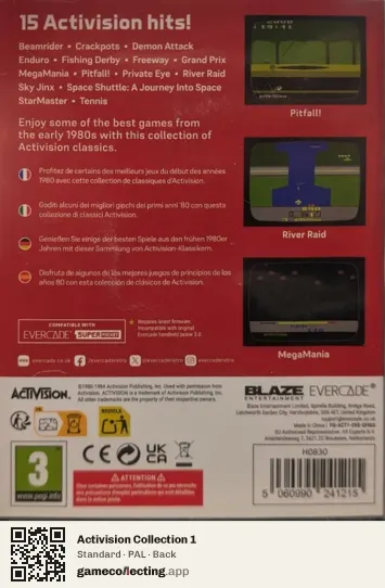 Activision Collection 1 Evercade, PAL box back