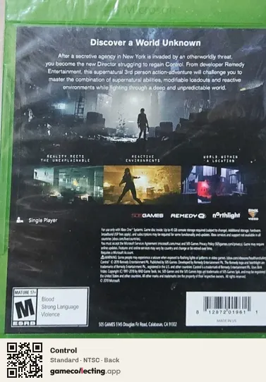 Control Xbox One, NTSC box back