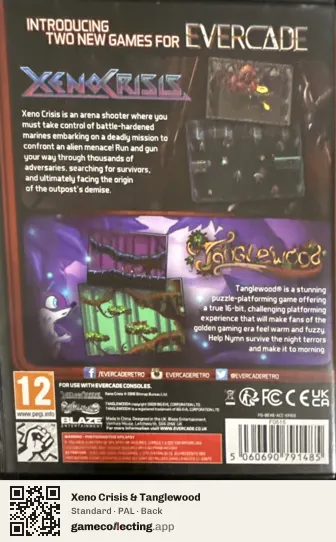 Xeno Crisis & Tanglewood Evercade, PAL box back