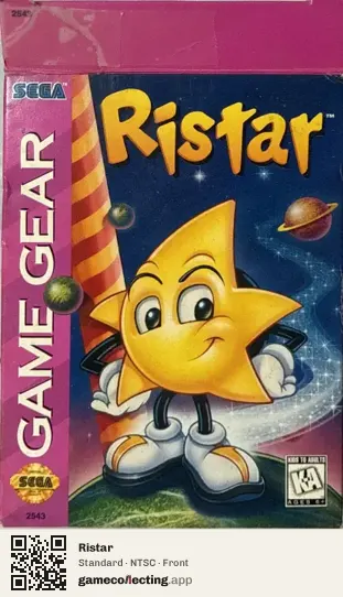 Ristar Sega Game Gear, NTSC box front