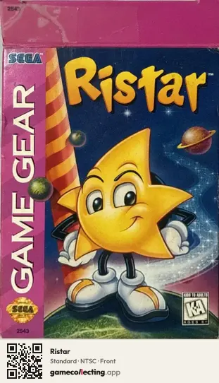 Ristar Sega Game Gear, NTSC box front