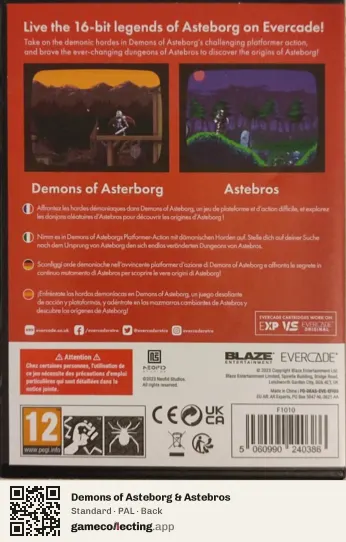 Demons of Asteborg & Astebros Evercade, PAL box back