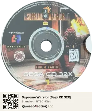 Supreme Warrior (Sega CD 32X) Sega Mega-CD / Sega CD, NTSC disc