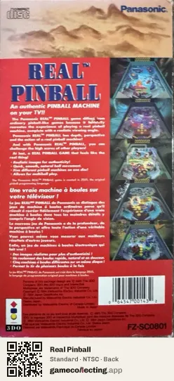Real Pinball 3DO Interactive Multiplayer, NTSC box back