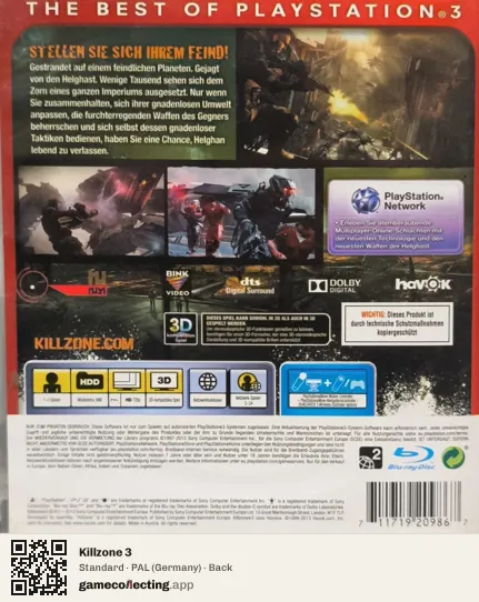 Killzone 3 PlayStation 3, Germany box back