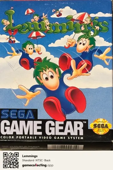 Lemmings Sega Game Gear, NTSC box back