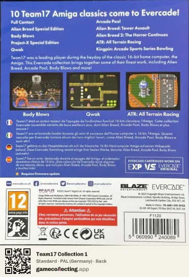 Team17 Collection 1 Evercade, Germany box back