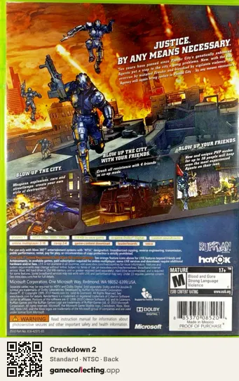 Crackdown 2 Xbox 360, NTSC box back