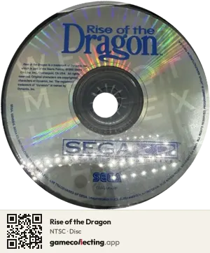 Rise of the Dragon Sega Mega-CD / Sega CD, NTSC disc