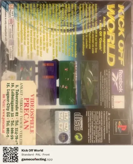 Kick Off World PlayStation, PAL box front