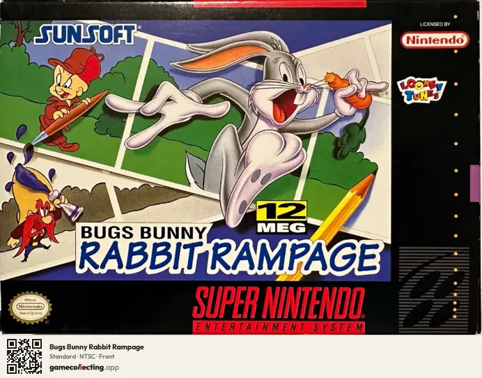 Bugs Bunny Rabbit Rampage Super Nintendo Entertainment System, NTSC box front