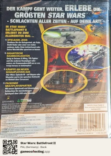 Star Wars: Battlefront II Computer, Germany box back