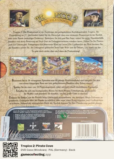 Tropico 2: Pirate Cove Computer, Germany box back