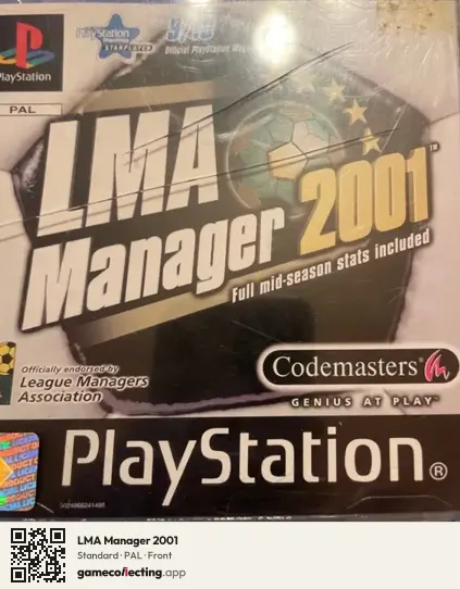 LMA Manager 2001 PlayStation, PAL box front