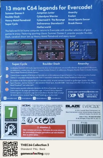 THEC64 Collection 3 Evercade, PAL box back