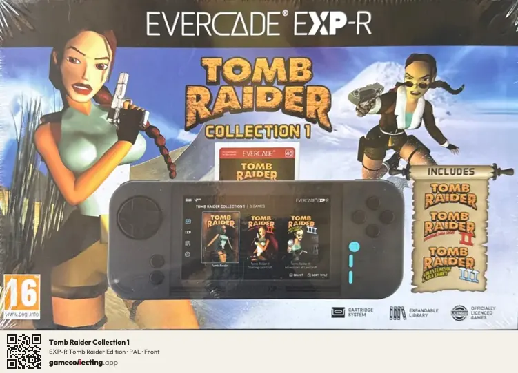 Tomb Raider Collection 1 Evercade, PAL box front
