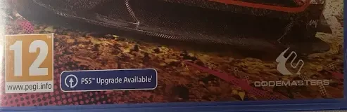 Dirt 5, the PEGI square on its front