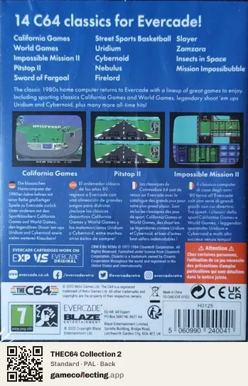 THEC64 Collection 2 Evercade, PAL box back