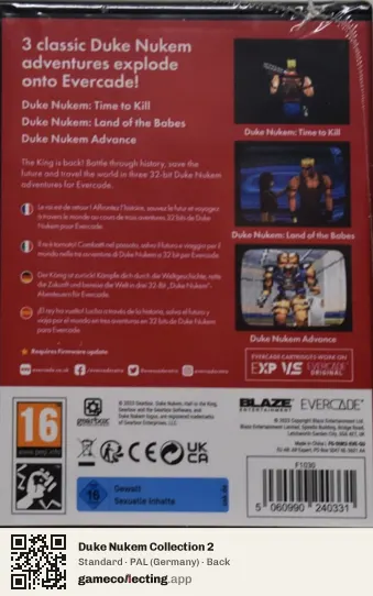 Duke Nukem Collection 2 Evercade, Germany box back