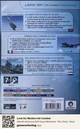 Lock On: Modern Air Combat Computer, Italy box back
