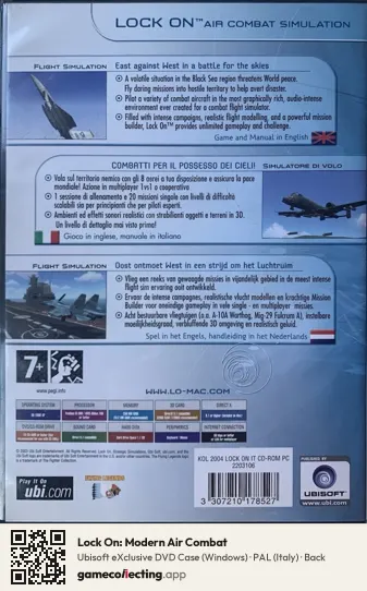 Lock On: Modern Air Combat Computer, Italy box back