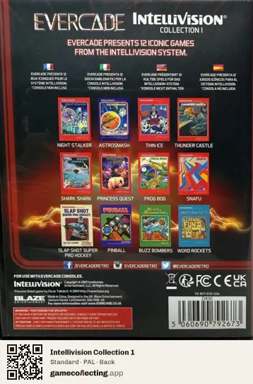 Intellivision Collection 1 Evercade, PAL box back