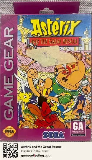 Astérix and the Great Rescue Sega Game Gear, NTSC box front