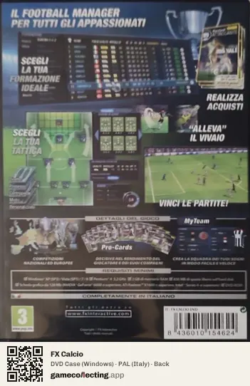 FX Calcio Computer, Italy box back