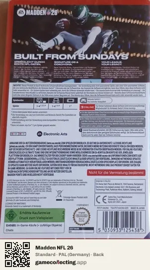 Madden NFL 26 Nintendo Switch 2, Germany box back