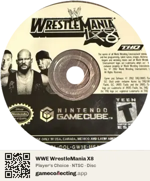 WWE WrestleMania X8 Nintendo GameCube, NTSC disc