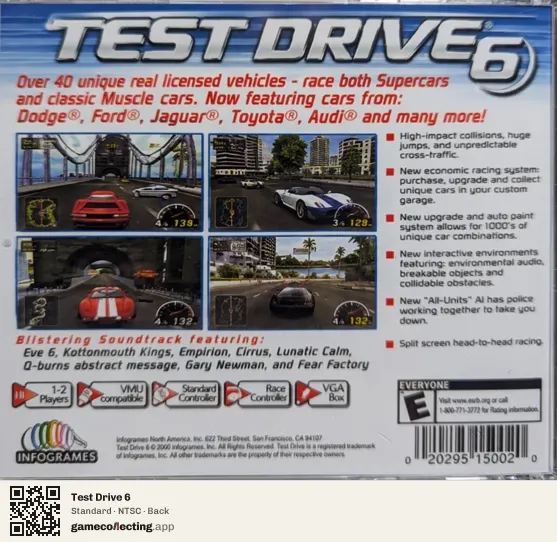 Test Drive 6 Sega Dreamcast, NTSC box back