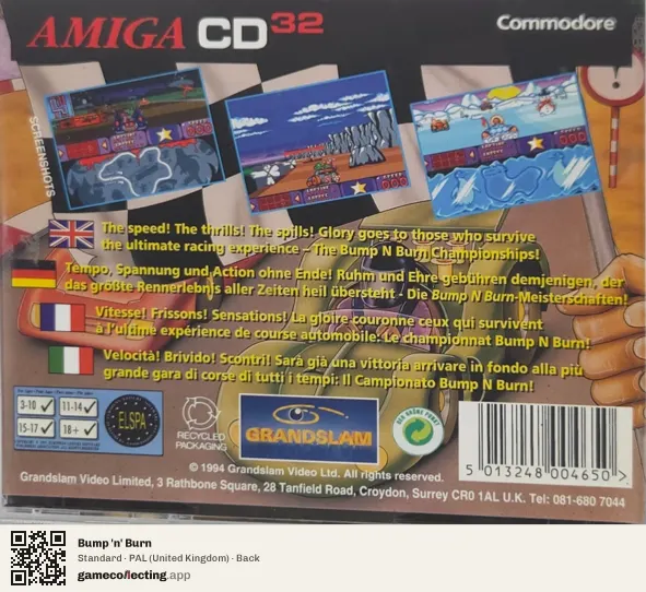 Bump 'n' Burn Amiga CD32, United Kingdom box back