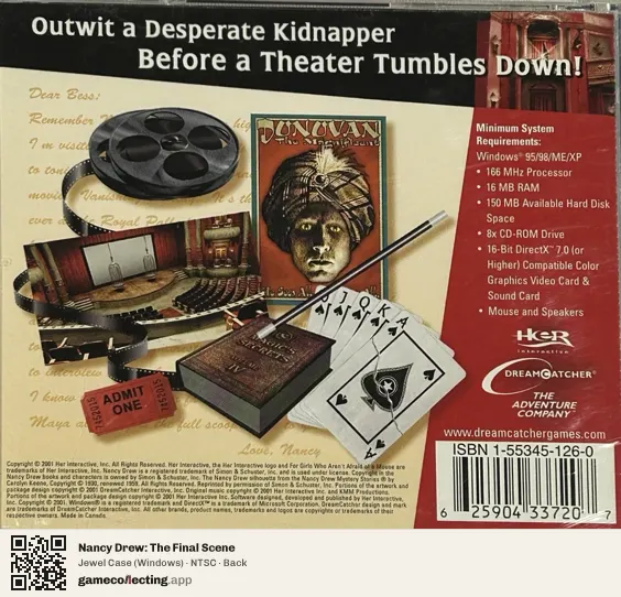 Nancy Drew: The Final Scene Computer, NTSC box back