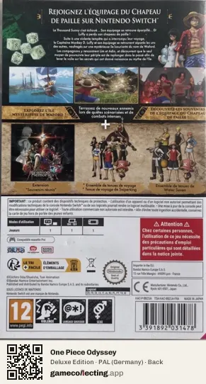 One Piece Odyssey Nintendo Switch, Germany box back
