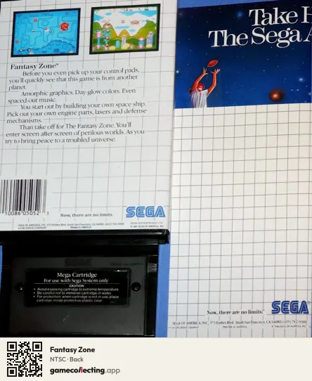 Fantasy Zone Sega Master System, NTSC box back