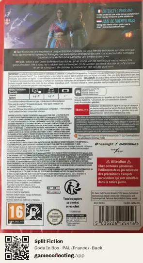 Split Fiction Nintendo Switch 2, France box back