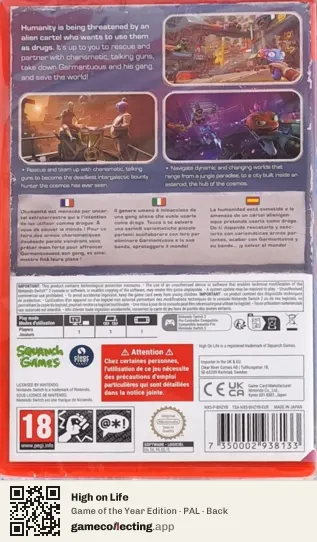 High on Life Nintendo Switch 2, PAL box back