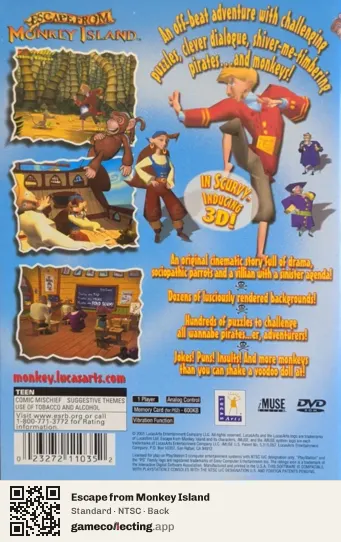 Escape from Monkey Island PlayStation 2, NTSC box back