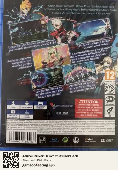 Azure Striker Gunvolt: Striker Pack PlayStation 4, PAL box back