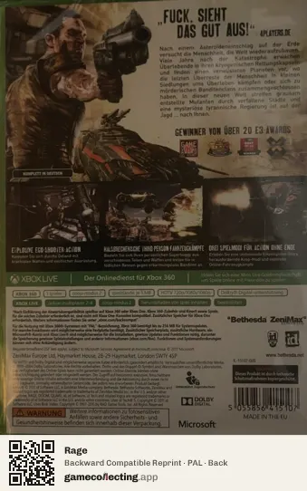 Rage Xbox 360, PAL box back