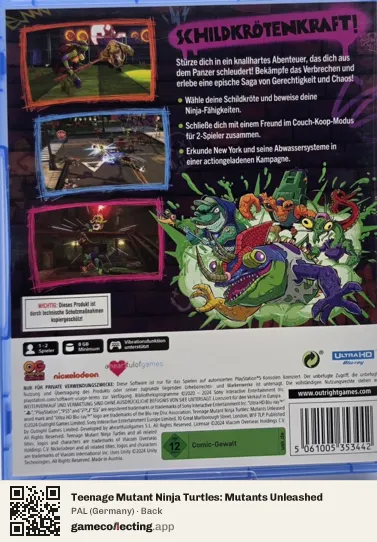 Teenage Mutant Ninja Turtles: Mutants Unleashed PlayStation 5, Germany box back