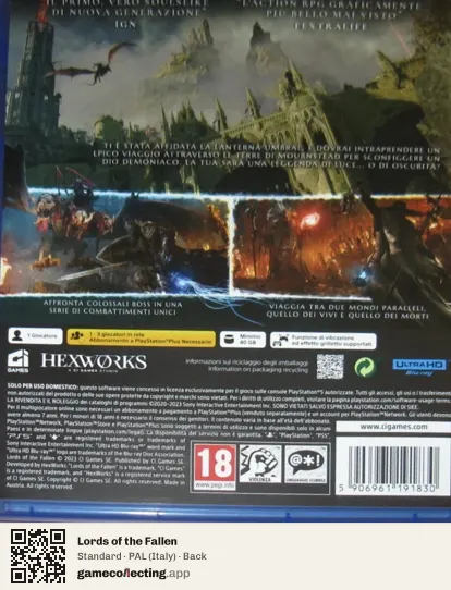 Lords of the Fallen PlayStation 5, Italy box back