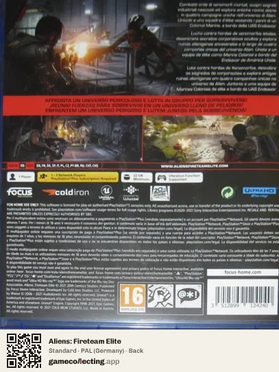 Aliens: Fireteam Elite PlayStation 5, Germany box back