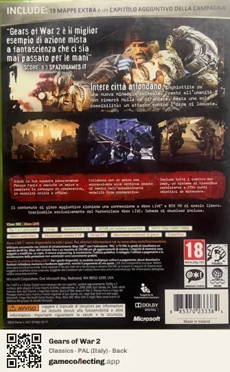 Gears of War 2 Xbox 360, Italy box back