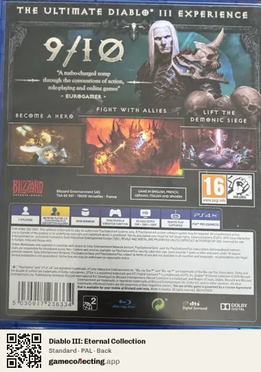 Diablo III: Eternal Collection PlayStation 4, PAL box back
