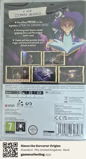 Simon the Sorcerer Origins Nintendo Switch, United Kingdom box back