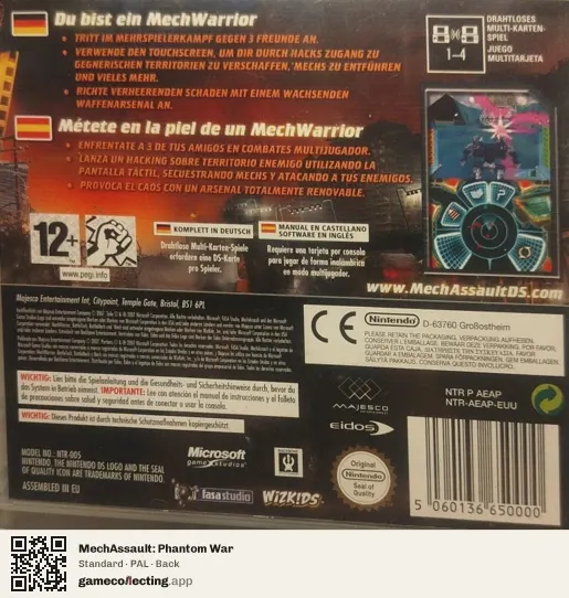 MechAssault: Phantom War Nintendo DS, PAL box back