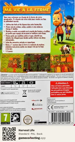 Harvest Life Nintendo Switch, PAL box back
